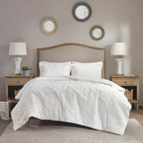 Medallion Faux Fur Plush Comforter/Duvet Cover Set, Ivory