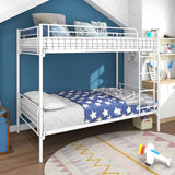 Twin-Over-Twin Bunk Bed with Metal Frame and Ladder - Space-Saving Design