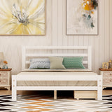 Full Bed Frame with Storage - White