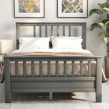 Hard Wood Platform Bed with Headboard Slatted Footboard