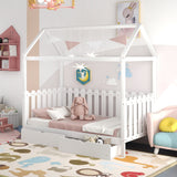 Twin Size House Bed with Drawers