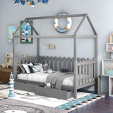 Twin Size House Bed with Drawers