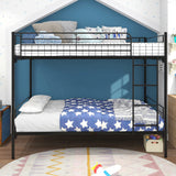 Twin-Over-Twin Bunk Bed with Metal Frame and Ladder