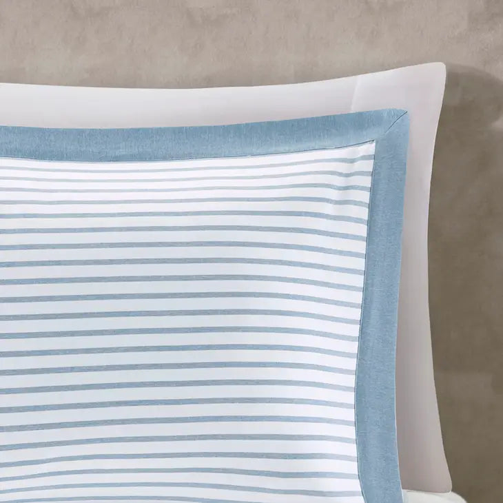 Reversible Striped/Solid Comforter Mini Set, Blue