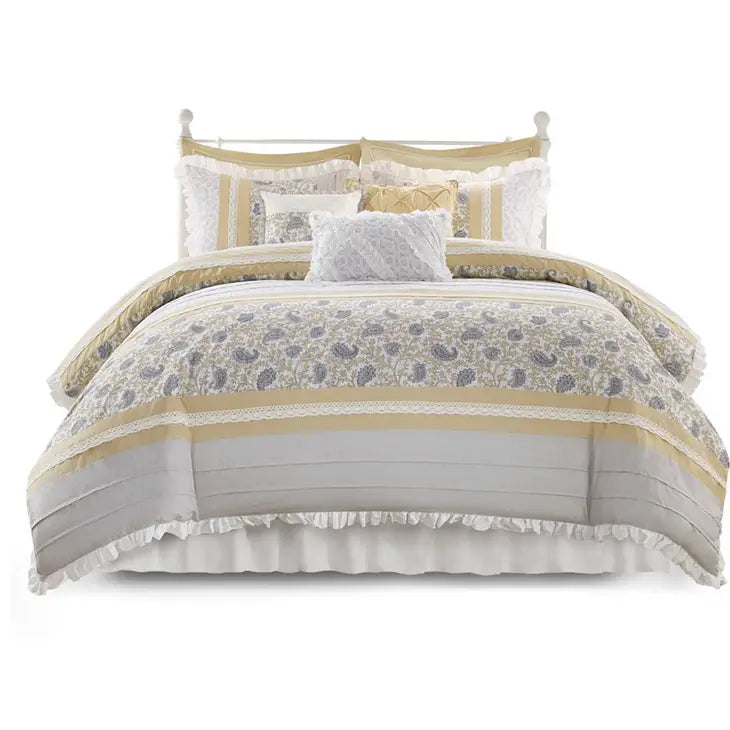 Shabby Chic 9-Piece Comforter/Duvet Cover Set, Yellow