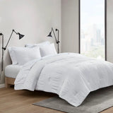 Casual Textured Compelete Comforter and Sheet Set, White