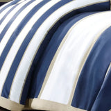 Stripes 4-Piece Comforter/Duvet Cover Set, Navy Blue/Khaki