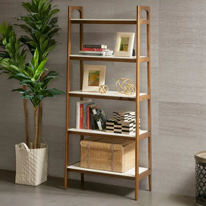 Wood White-Top Bookcase Display Shelf, Pecan (LTL)