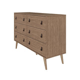 Manhattan Comfort Amber Double Dresser with Faux Leather Handles in Nature