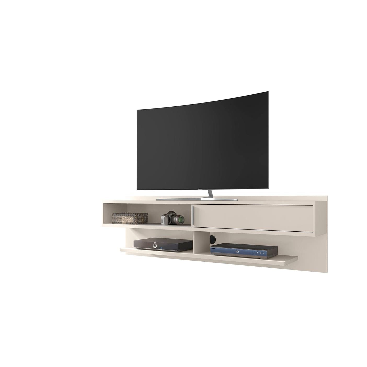 Manhattan Comfort Astor 70.86 Modern Floating Entertainment Center 1.0 with Media Shelves in Off White