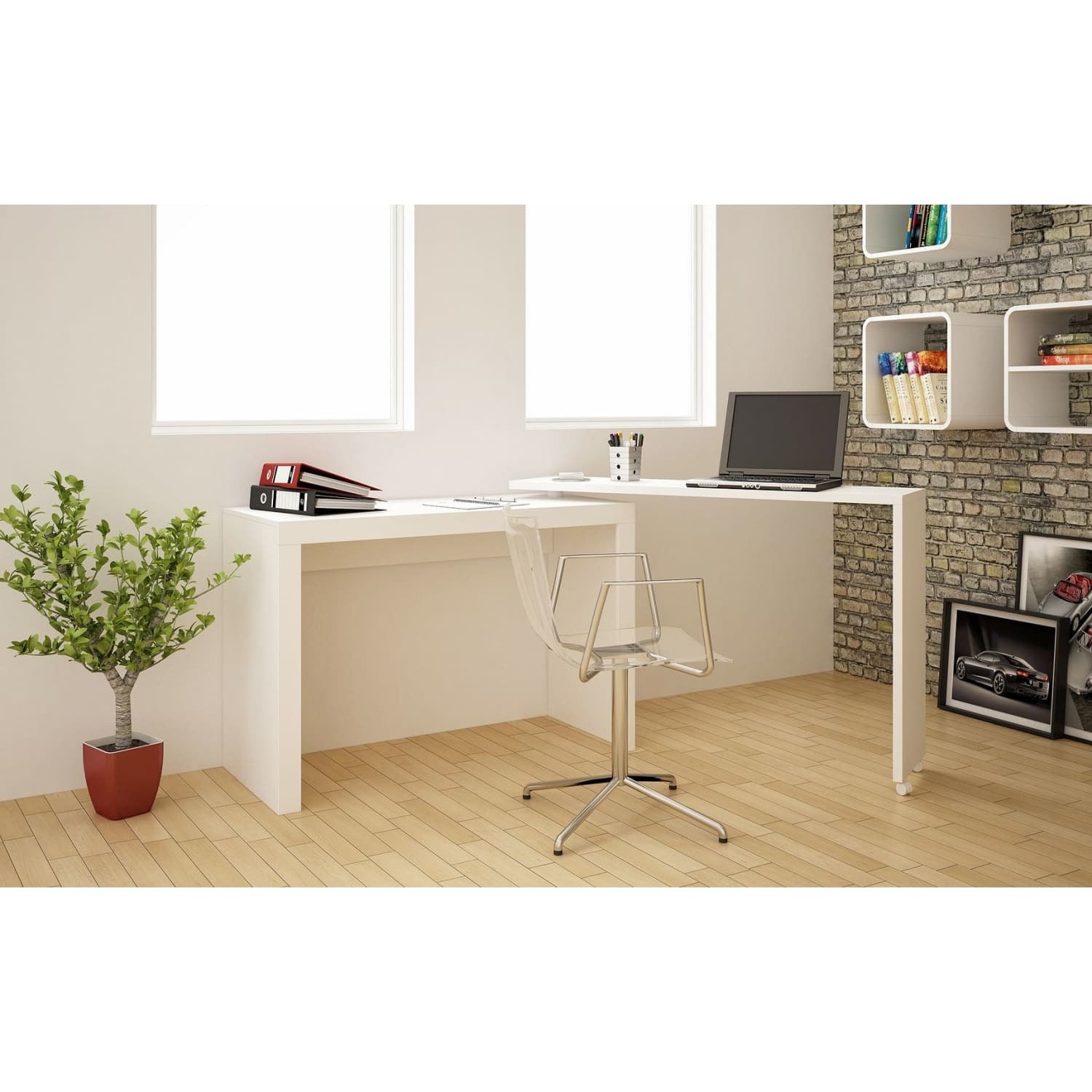 Manhattan Comfort Innovative Calabria Nested Desk in White