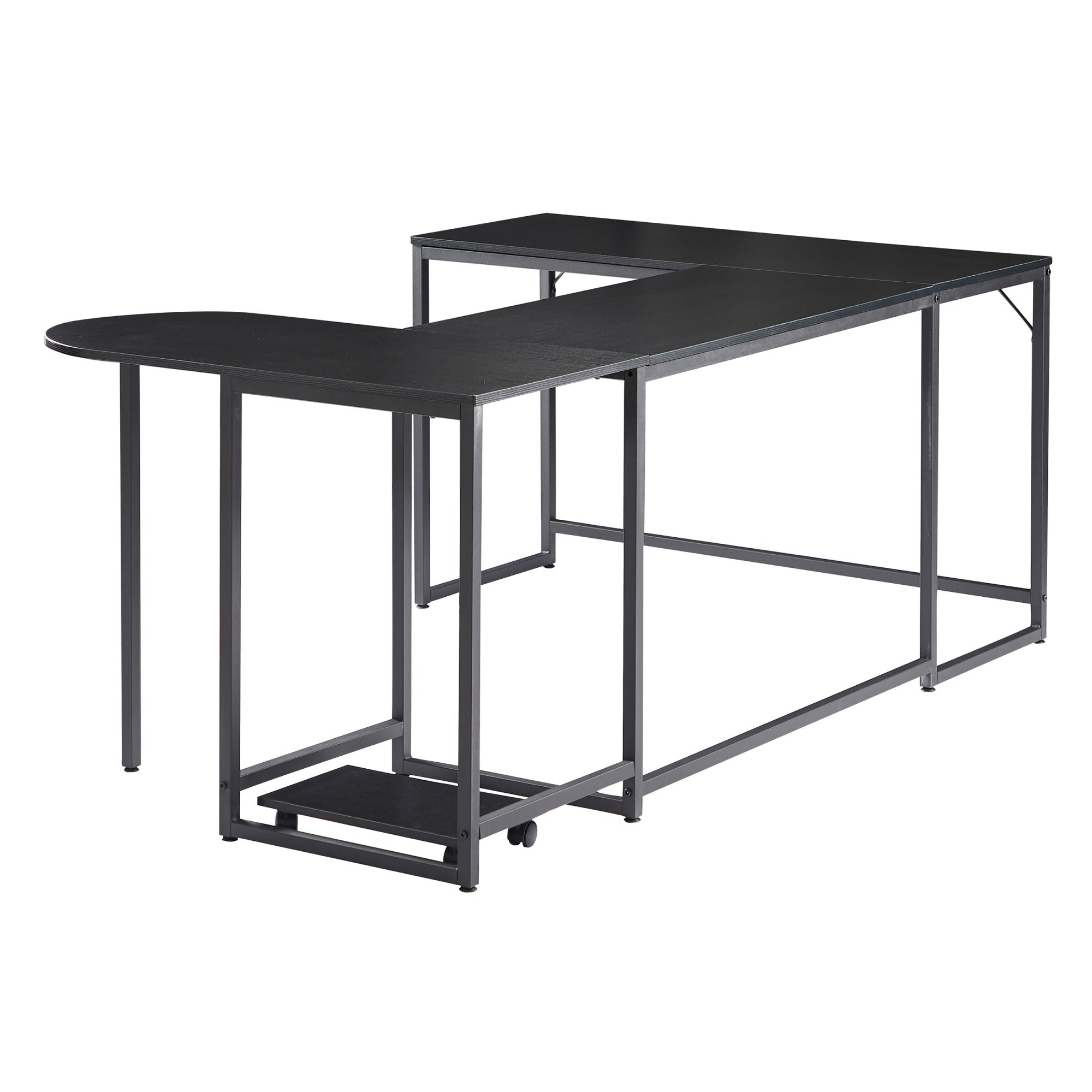 U-shaped Computer Desk - Industrial Corner Writing Desk with CPU Stand