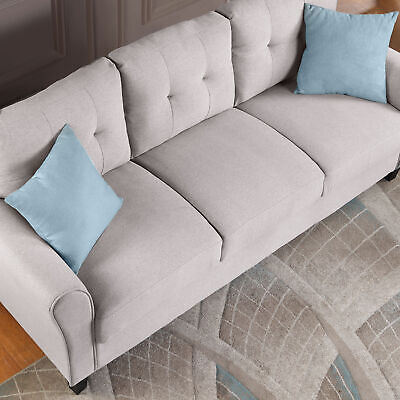 Modern Living Room Sofa Set Linen Upholstered Couch Furniture for Home or Office