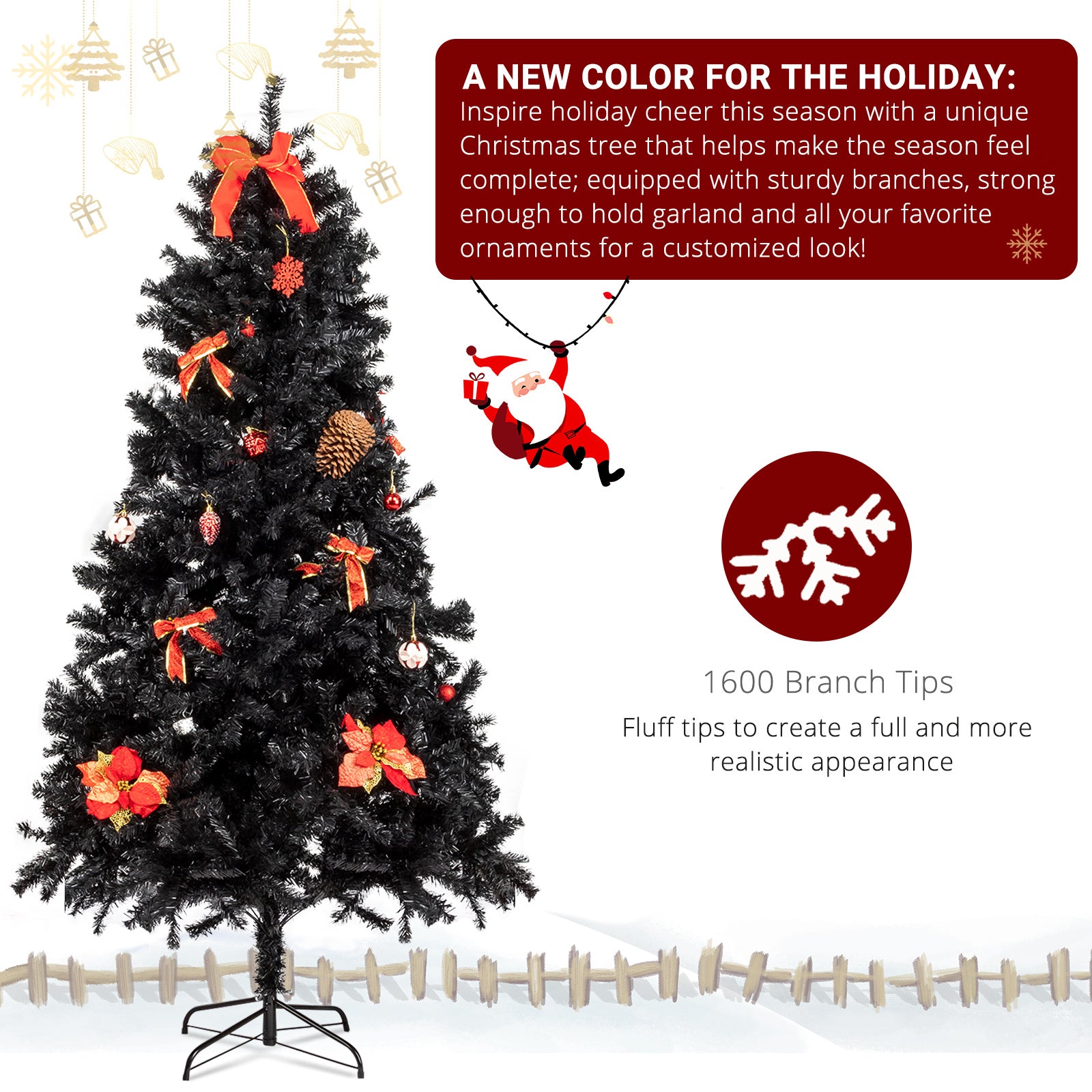 6ft Christmas Tree Black