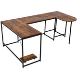U-shaped Computer Desk - Industrial Corner Writing Desk with CPU Stand