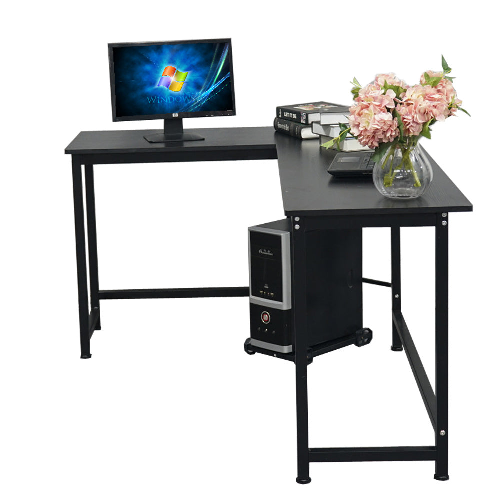 L-Shaped Desktop Computer Desk Black--YS