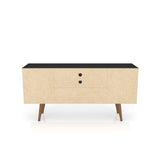 Manhattan Comfort Liberty 53.14" Mid-Century Modern TV Stand with 5 Shelves and 1 Door in Black