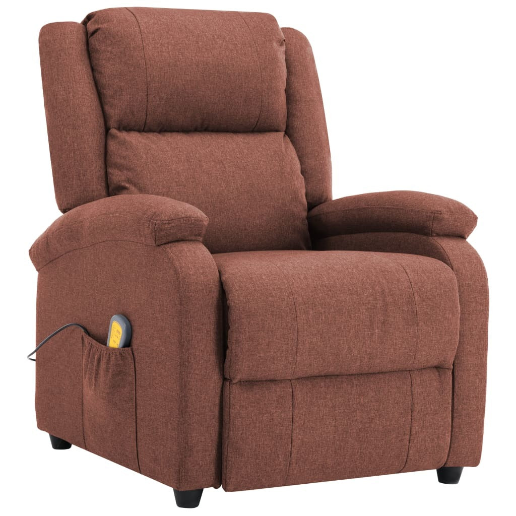 Massage Recliner Brown Fabric