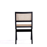 Manhattan Comfort Hamlet Dining Chair in Black and Natural Cane - Set of 2