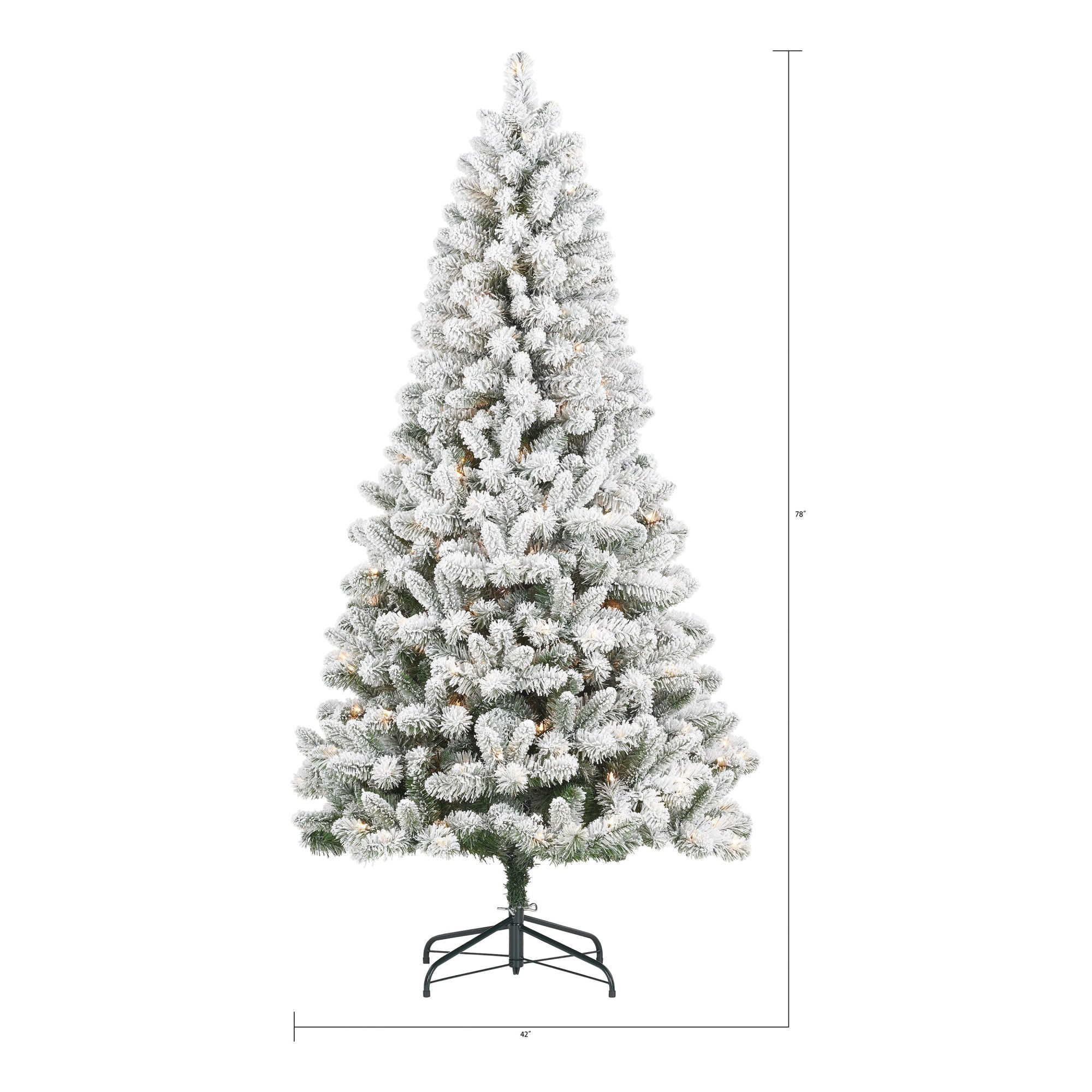6.5 ft Pre-Lit Flocked Frisco Pine Artificial Christmas Tree, 250 Clear Lights, Green