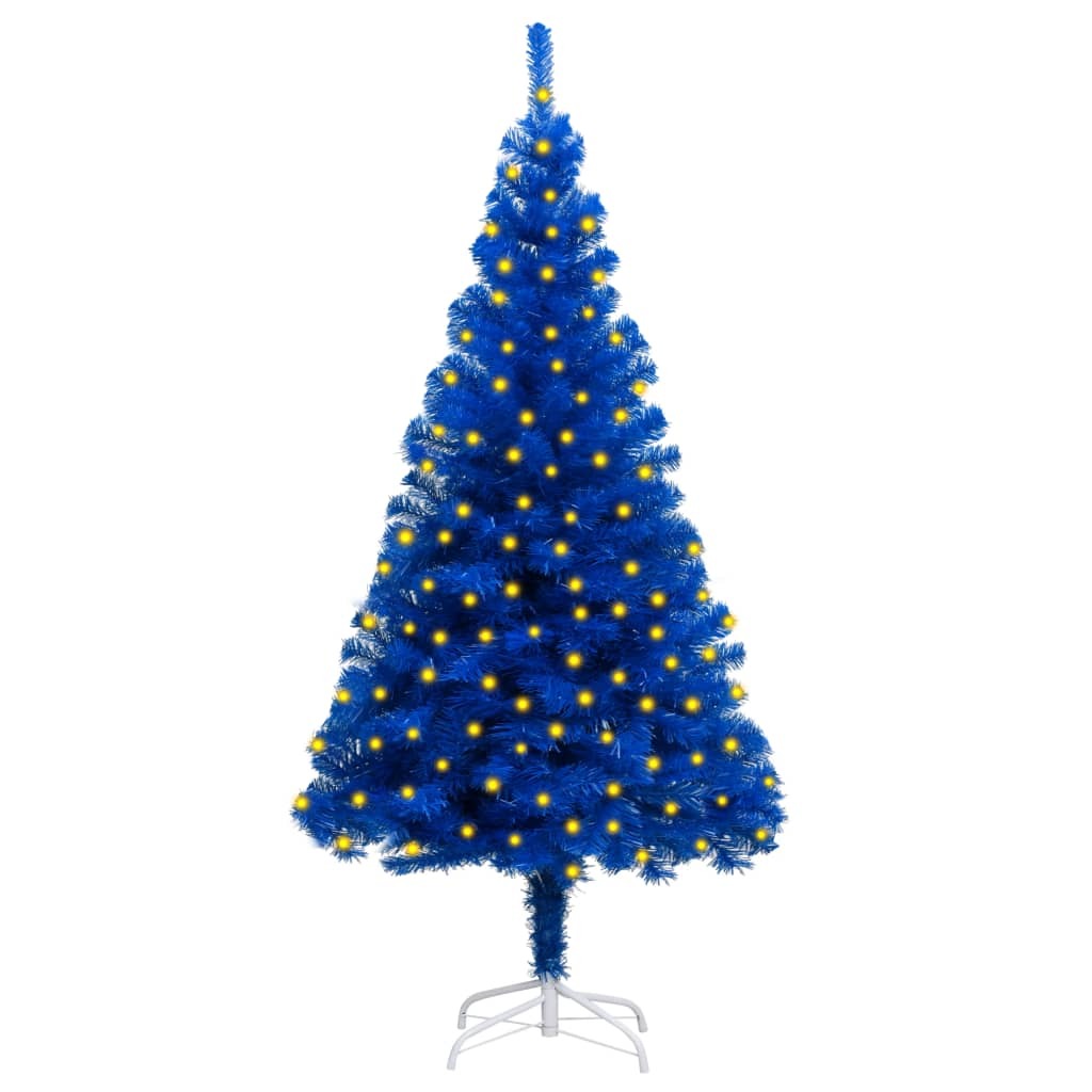 Artificial Christmas Tree with LEDs&Stand Blue 70.9" PVC