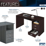 Techni Mobili Classic Computer Desk: Grey with Multiple Drawers