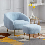 Modern Comfy Leisure Accent Chair Teddy Short Plush Particle Velvet Armchair with Ottoman for Living Room