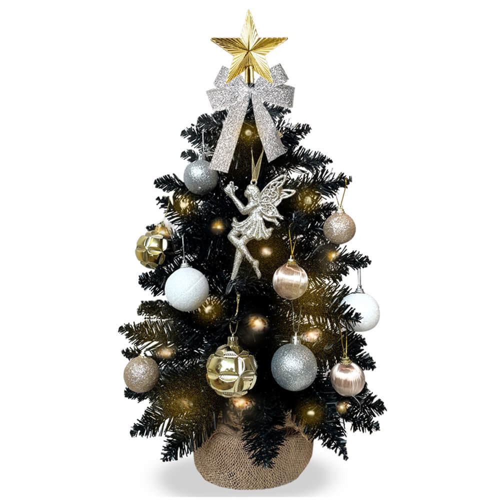 2ft Tabletop Christmas Tree with Light Christmas Decoration with Flocked Snow