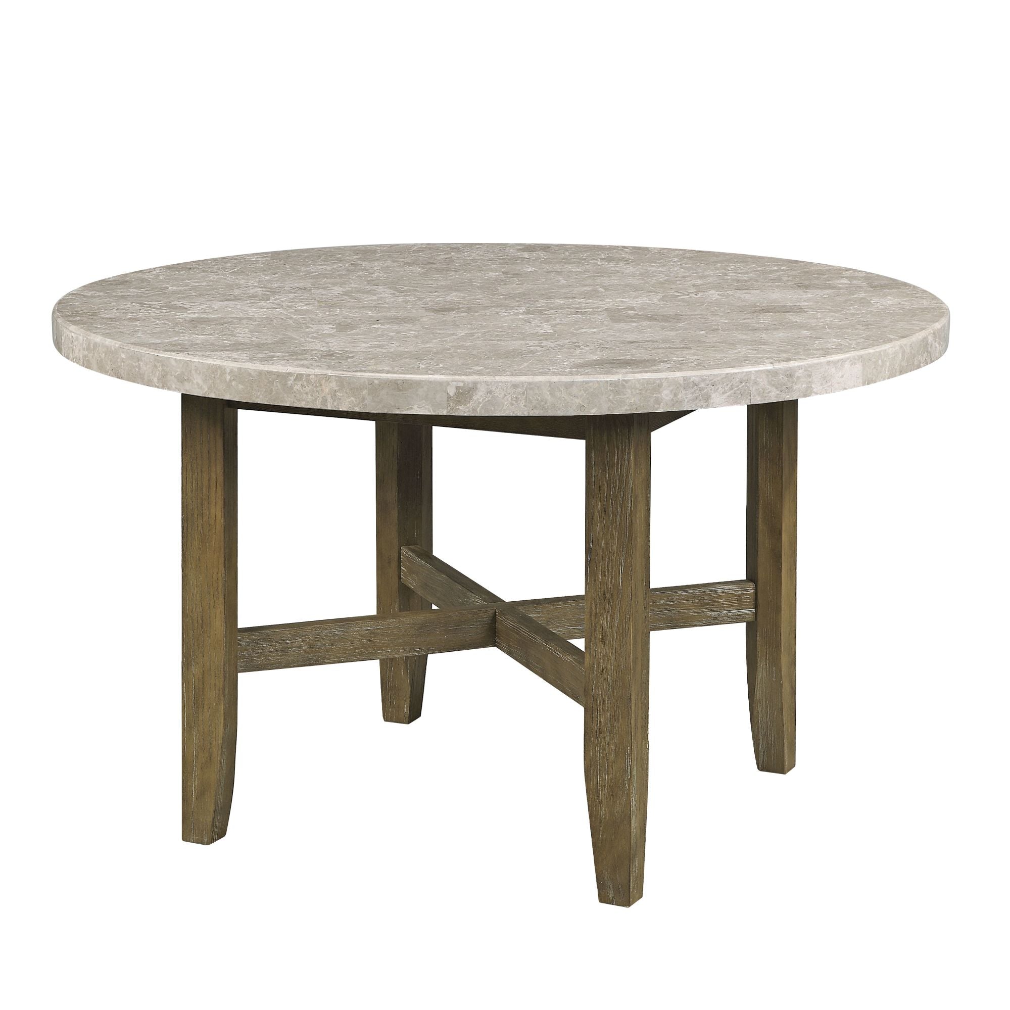 ACME Karsen Dining Table W/Marble Top & Rustic Oak Finish DN01449