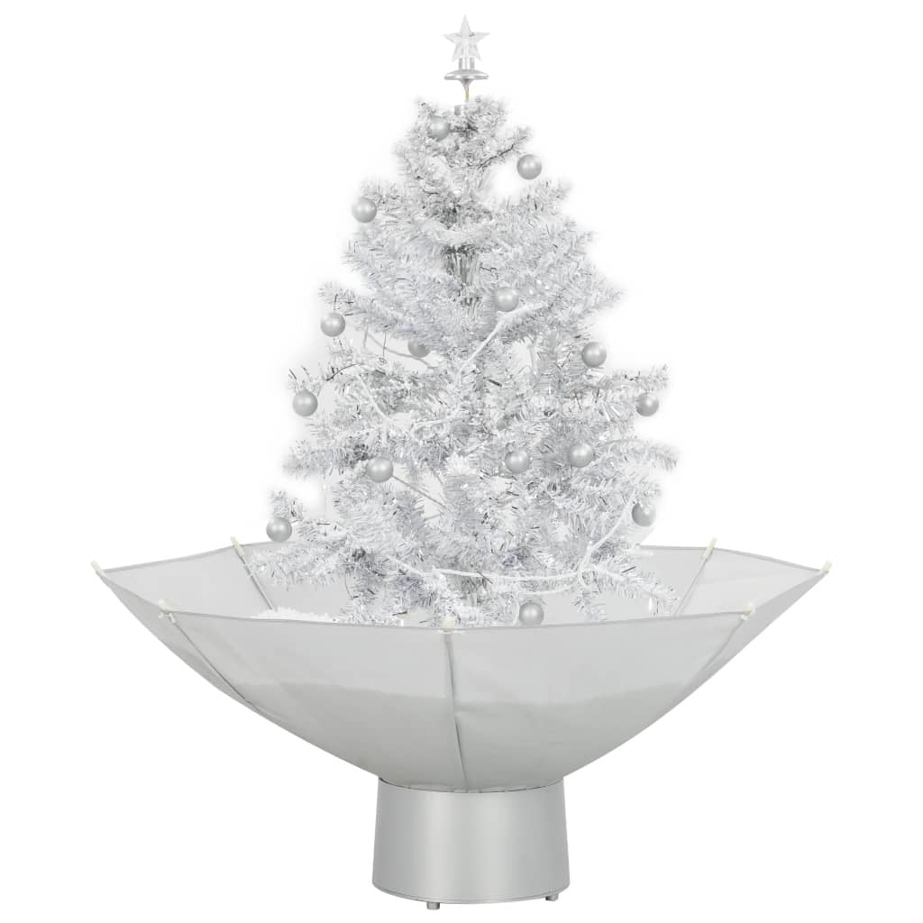 Snowing Christmas Tree with Umbrella Base White 29.5"