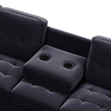 Modern Sectional Sofa with Reversible Chaise; L Shaped Couch Set with Storage Ottoman and Two Cup Holders for Living Room