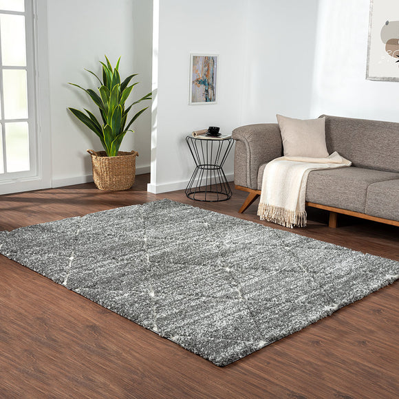 Sophie Talas Trellis Area Rug in Grey and Cream 5' W x 7' L
