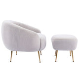 Modern Comfy Leisure Accent Chair Teddy Short Plush Particle Velvet Armchair with Ottoman for Living Room