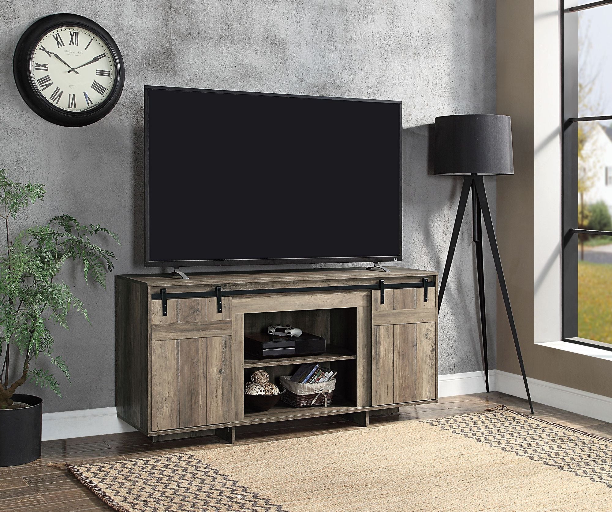 ACME Bellarosa TV Stand Gray Washed Finish LV01440