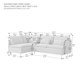 Modular L-shaped Corner sofa ; Left Hand Facing Sectional Couch;  Grey Cotton Linen-90.9''
