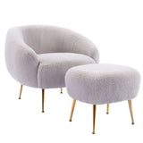 Modern Comfy Leisure Accent Chair Teddy Short Plush Particle Velvet Armchair with Ottoman for Living Room