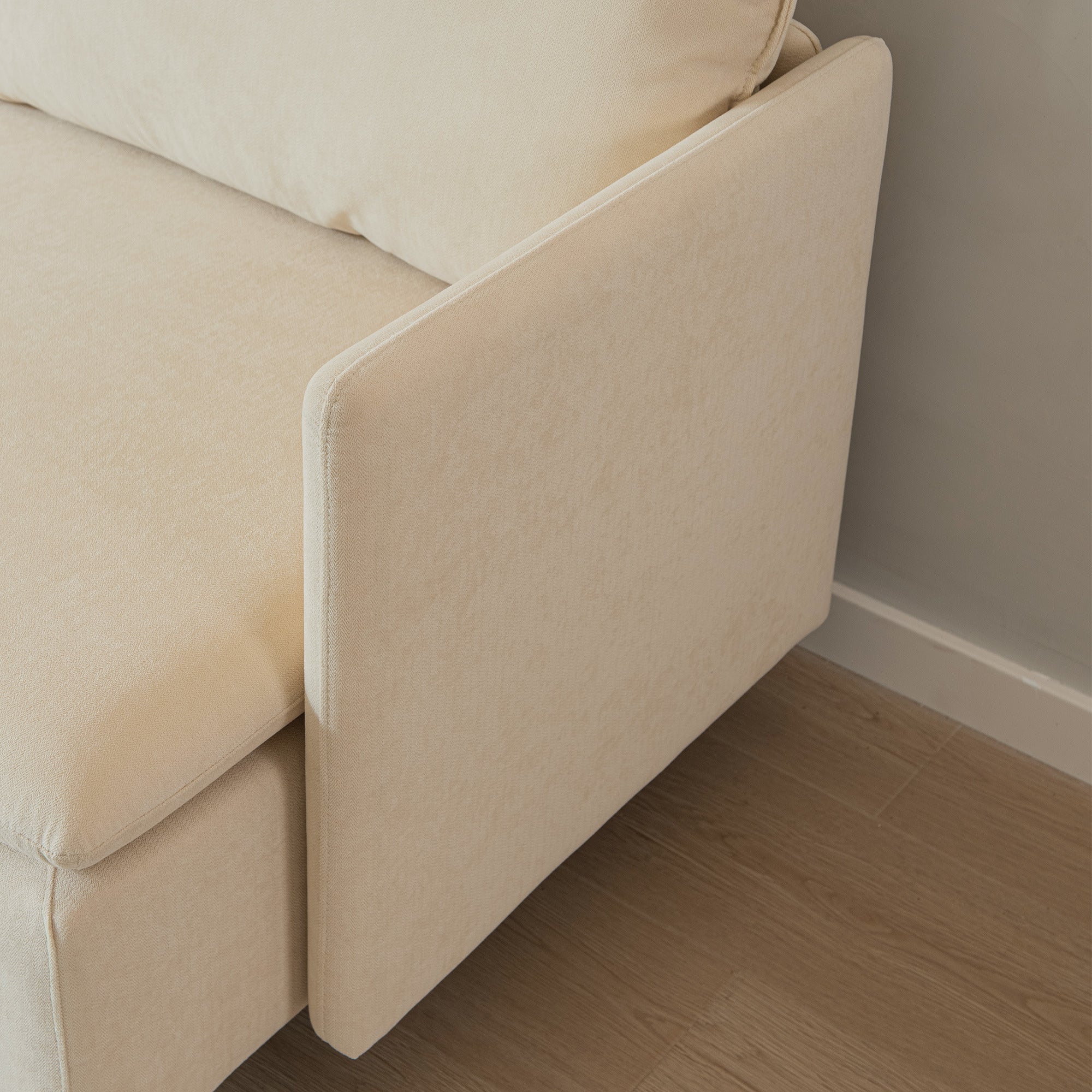 Modular L-shaped Corner sofa ;  Left Hand Facing Sectional Couch;  Beige Cotton Linen-90.9''