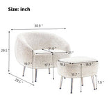 Modern Comfy Leisure Accent Chair Teddy Short Plush Particle Velvet Armchair with Ottoman for Living Room