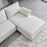 L-Shaped Linen Sectional Sofa With Left Chaise - Beige