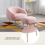 Modern Comfy Leisure Accent Chair Teddy Short Plush Particle Velvet Armchair with Ottoman for Living Room