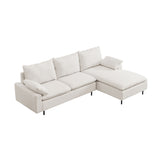 L-Shaped Linen Sectional Sofa With Left Chaise - Beige
