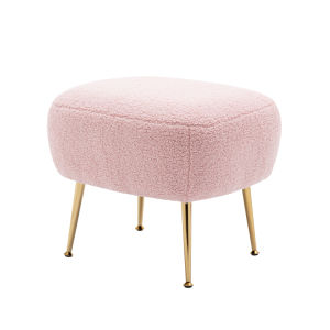 Modern Comfy Leisure Accent Chair Teddy Short Plush Particle Velvet Armchair with Ottoman for Living Room