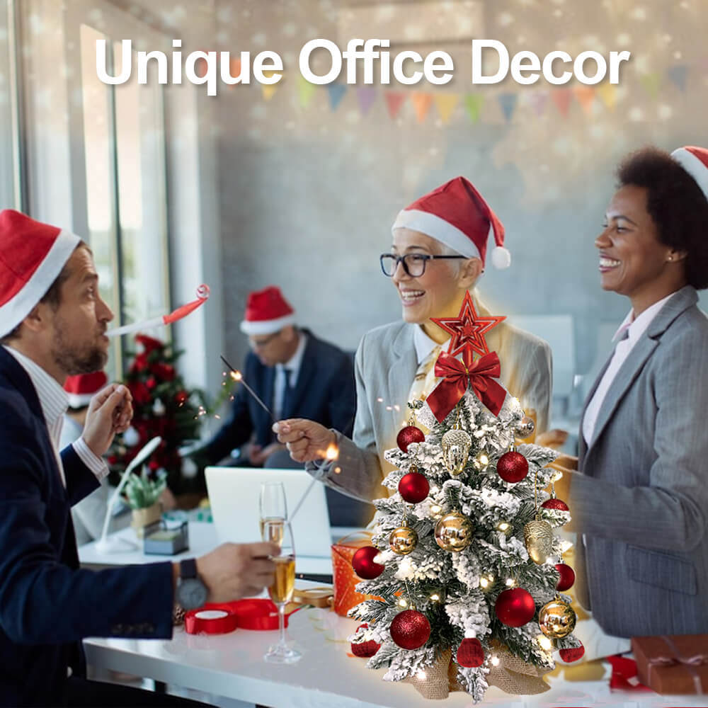 2ft Tabletop Christmas Tree with Light Christmas Decoration with Flocked Snow