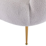 Modern Comfy Leisure Accent Chair Teddy Short Plush Particle Velvet Armchair with Ottoman for Living Room
