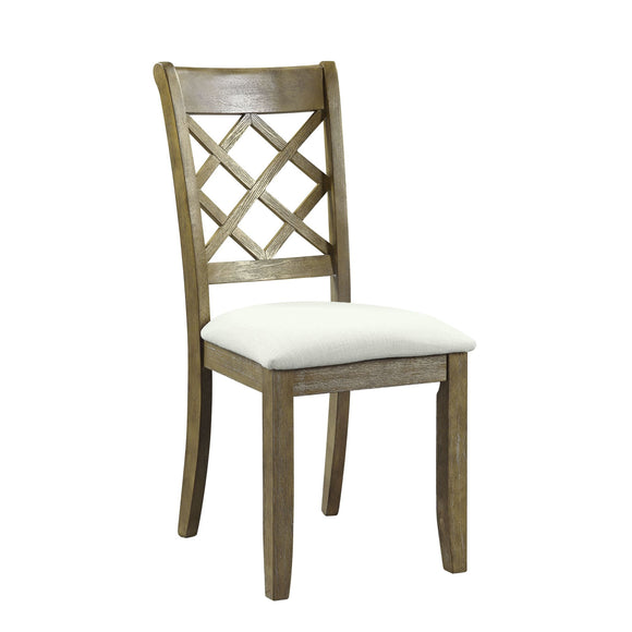 ACME Karsen Side Chair (SET-2) Beige Linen & Rustic Oak Finish DN01450