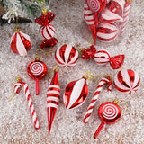 14pcs/box Christmas Ball Ornaments Red Candy Cane Xmas Tree Hanging Pendants Navidad New Year Home Decorations 2024