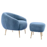 Modern Comfy Leisure Accent Chair Teddy Short Plush Particle Velvet Armchair with Ottoman for Living Room