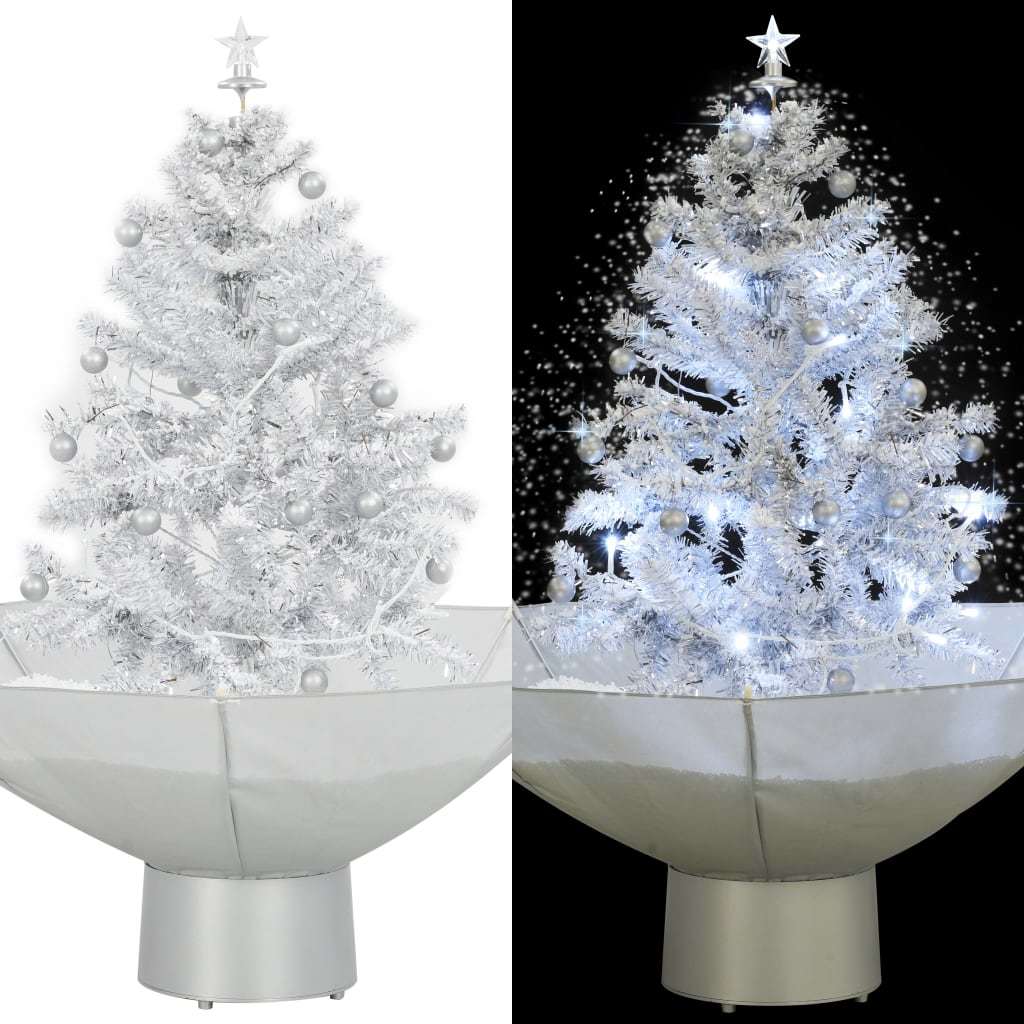 Snowing Christmas Tree with Umbrella Base White 29.5"