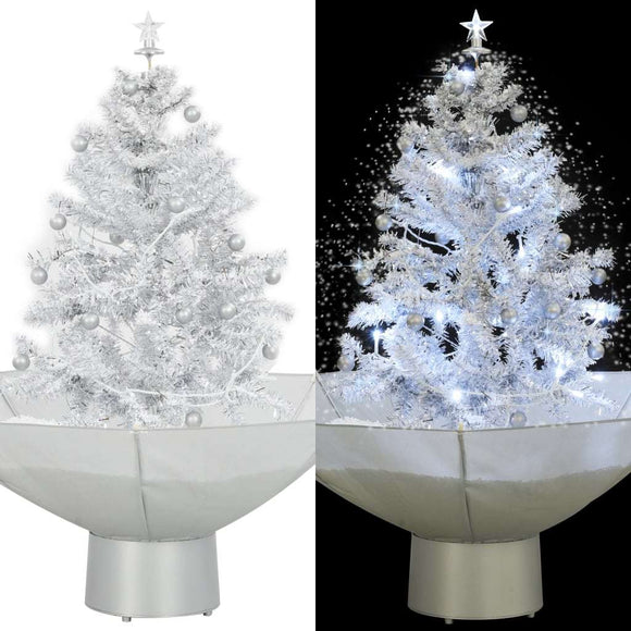 Snowing Christmas Tree with Umbrella Base White 29.5