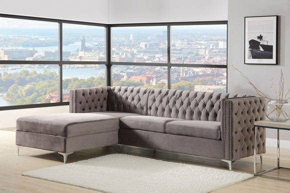 ACME Sullivan Sectional Sofa, Gray Velvet 55495